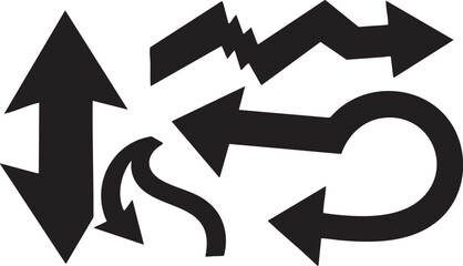 Abstract Bold Black Arrows: Directional Graphic Design Elements,  Modern Style,  Dynamic Movement Concept.