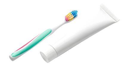 toothbrush and toothpaste isolated png file isolated on white background