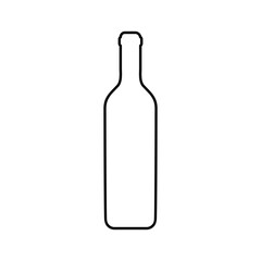 Simple Outline Wine Bottle Isolated on White