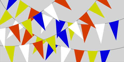 Carnival garland with flags. Decorative colorful party pennants for birthday celebration, festival and fair decoration. modern eps10.