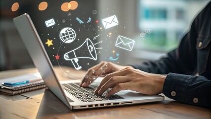 Obraz premium businessman typing on a laptop