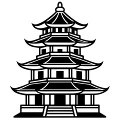 vector illustration of a japanese temple