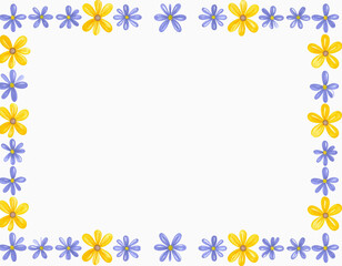 Bright acrylic flower painting with yellow and purple petals on white background. Artistic brush strokes give an expressive and modern look. Colorful and creative floral abstract design.