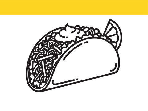 black and white taco with lime slice clip art preview