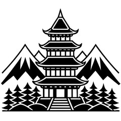Obraz premium vector illustration of a christmas tree on the roof