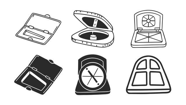 Set of vintage compasses and navigation tools