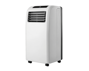 A portable air conditioner stands ready to provide cooling relief during the hot summer months in any room isolated on transparent background