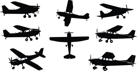Small  Icons, Aviation and Flying Symbols, Pilot Design Elements

Small Airplane Silhouettes, Various Light Aircraft Shapes, Black Vector Icons, Aviation and Flying Symbols, Pilot Design Elements