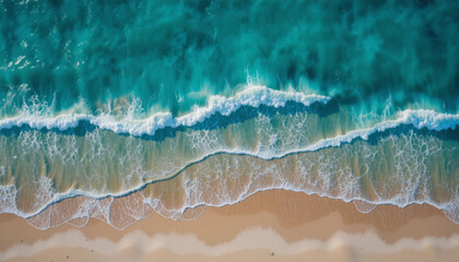 Aerial View of Tropical Beach with Waves