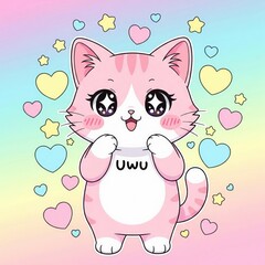 Uwu Cat Kawaii Wallpaper – Cute Cat Background in HD, Beautiful Cat Art