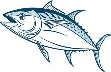 Tuna Fish Illustration. Tuna Fish Illustration for Marine Artwork. Detailed Realistic Tuna Fish Design for Creative Projects. Artistic Realistic Tuna Fish Illustration for Digital and Print Use
