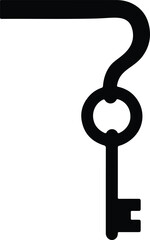 Silhouette key hanging black and white vector illustrator
