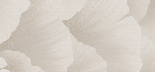 Elegant abstract beige background with layered leaf shapes, flowing texture lines, and soft tonal shading.