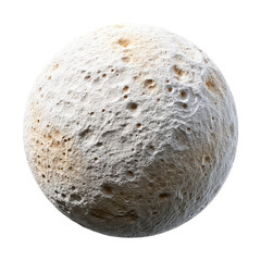 Detailed View of a Rocky Planet Surface with Craters and Textures against a Black Background