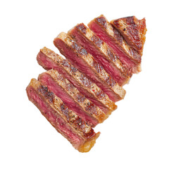 Deliciously Grilled Steak with Juicy Pink Center and Perfect Char Marks on Isolated White Background