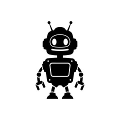 Cute robot character with antenna isolated on white background