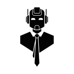 Robot businessman in suit and tie isolated on white background