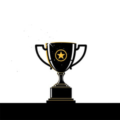 Illustration of a golden star trophy isolated on white background