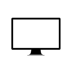 Black computer monitor isolated on white background vector illustration