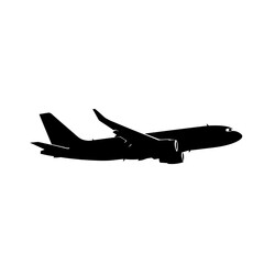 Airplane silhouette isolated on white background