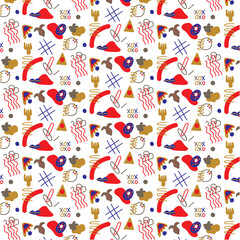 seamless pattern with colorful hearts