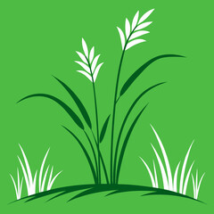 Stylized green grass and reeds on a bright green background