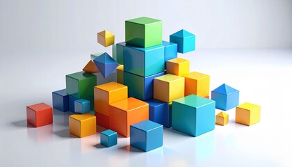 Fototapeta premium 白い背景に、カラフルなおもちゃのブロック