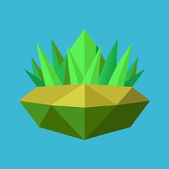 Geometric green plant on a floating island