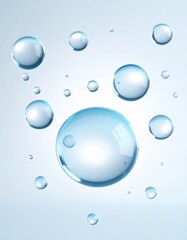 白い背景に、空中で静止する水滴