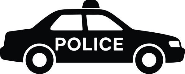 Silhouette police car vector illustration with simple design and clean lines © Nasima