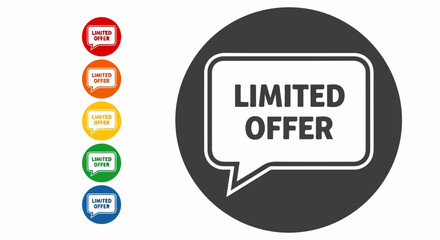 Multicolored Limited Offer Speech Bubble Icons