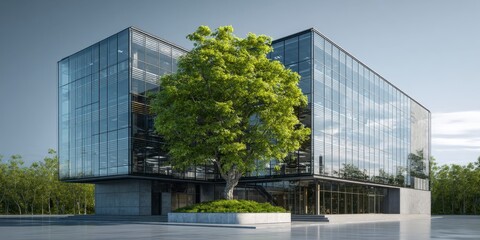 Modern Building with Tree Exterior
