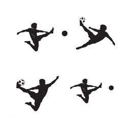 Silhouette Soccer Player Vector Illustrations Kicking Ball