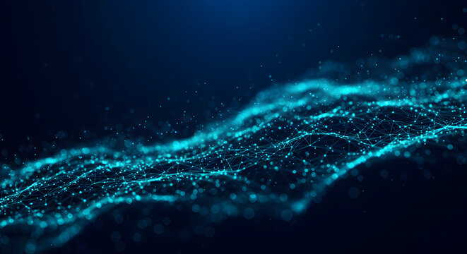 Abstract digital network with glowing blue connections