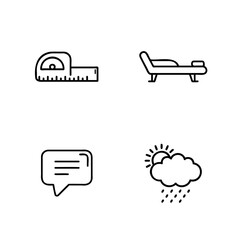 Four Simple Icons Representing Measurement Therapy Communication and Weather Conditions