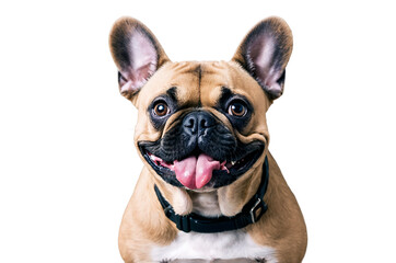 French bulldog with happy expression isolated on a transparent background fawn black