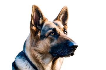 German Shepherd dog portrait attentive isolated on a transparent background canine