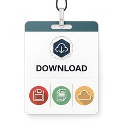 Naklejka premium Download badge with multiple file type options displayed in a professional style