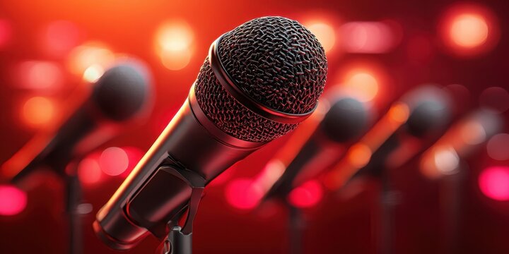 The microphone stands ready for an electrifying performance on stage.