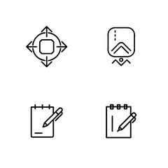 Set of Four Outline Icons Representing Business and Productivity Concepts
