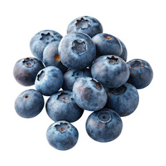 A pile of fresh blueberries isolated on transparent background