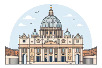 Obraz premium flat illustration of St. Peter’s Basilica – Vatican City generative ai