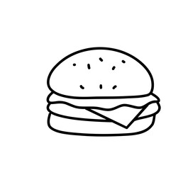 Delicious HandDrawn Burger Sesame Bun, Juicy Patty, Cheese