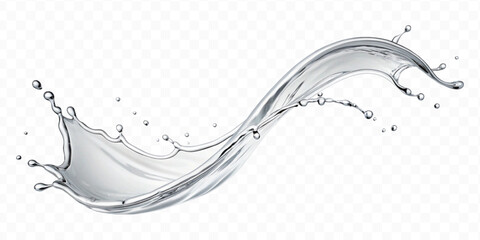 realistic 3d smooth liquid clean water splash in curve style isolated on transparent background