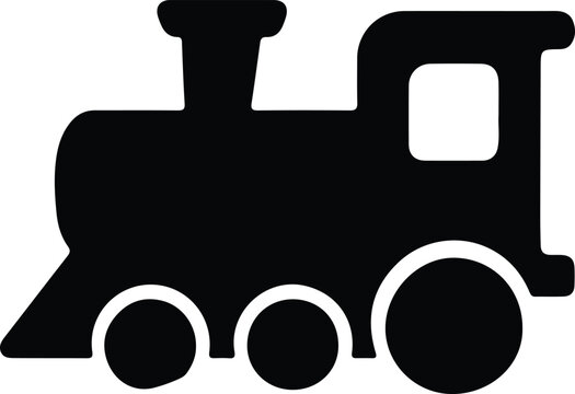 Silhouette toy train classic locomotive children railway vector illustrator