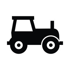 Black Tractor Icon Farming Vehicle Silhouette Illustration