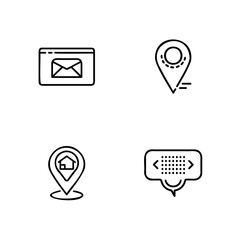 A Set of Four Line Art Icons Representing Digital Communication and Location Services