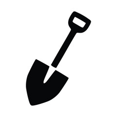 Black Garden Shovel Icon Minimal Silhouette of Gardening Tool