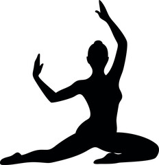 Fototapeta premium Silhouette of a woman performing yoga poses in vector format