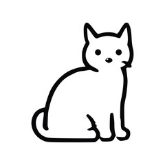 Sitting Cat Icon Minimalist Outline Pet Symbol Vector